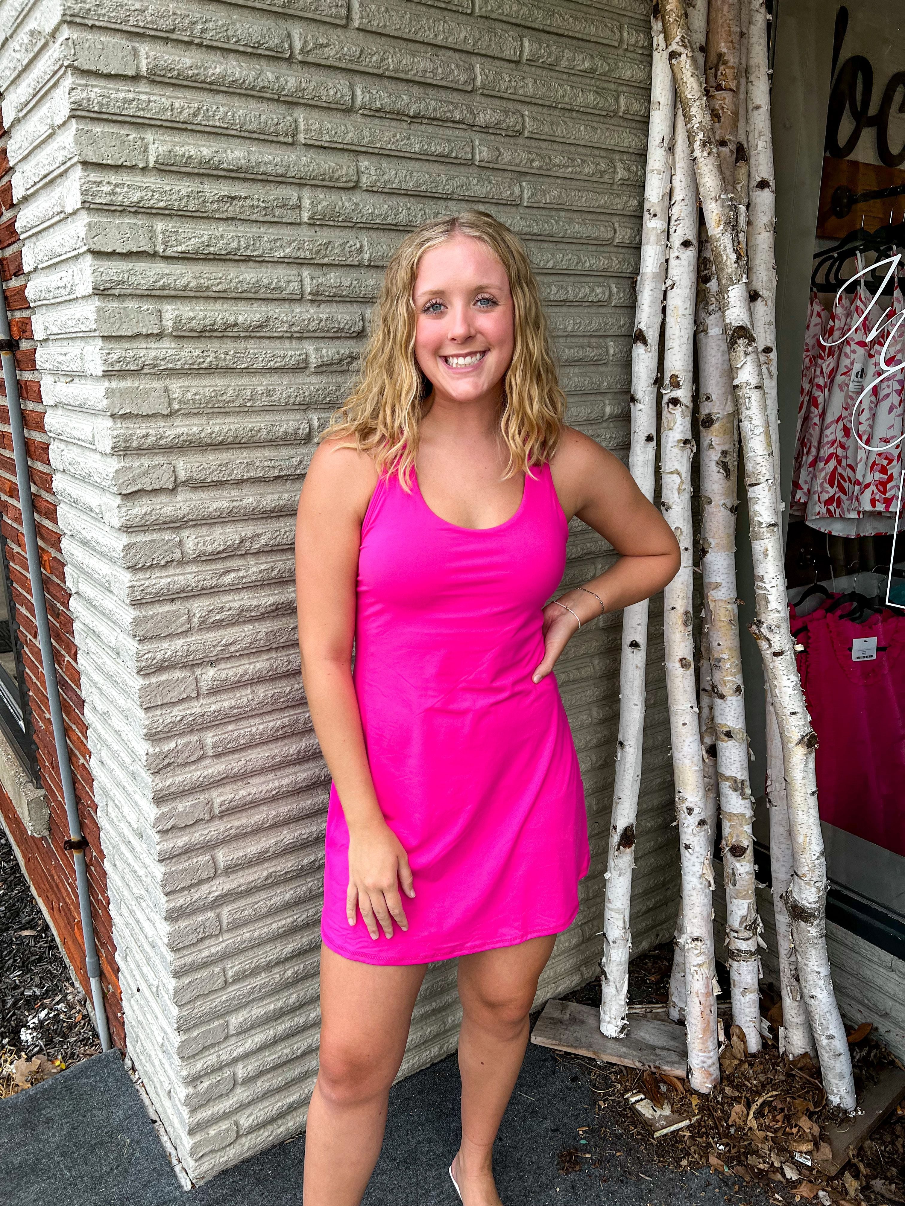 Call It Even Sonic Pink Athletic Dress – Dixieland Boutique