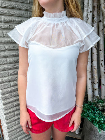 "Say Yes" White Sheer Top