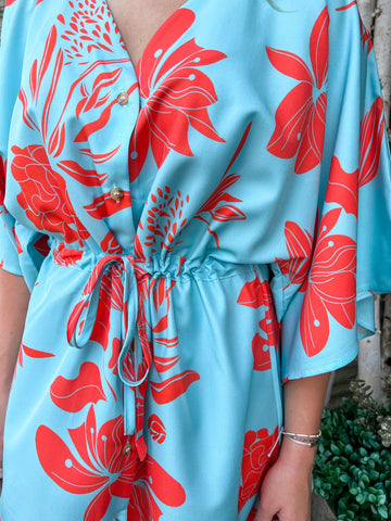 "Hawaiian Punch" Kimono Style Dress