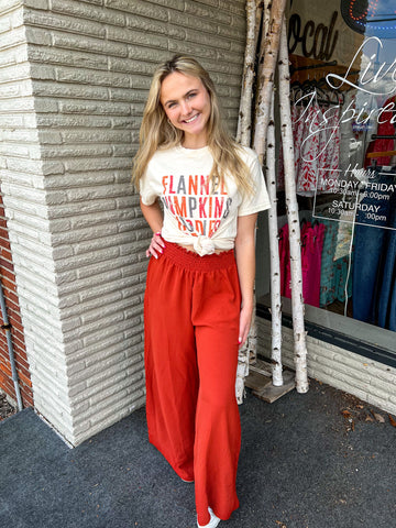 "Fall About You" Smocked Waist Wide Leg Pants