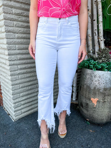 "Strong as Shell" White Denim Jeans