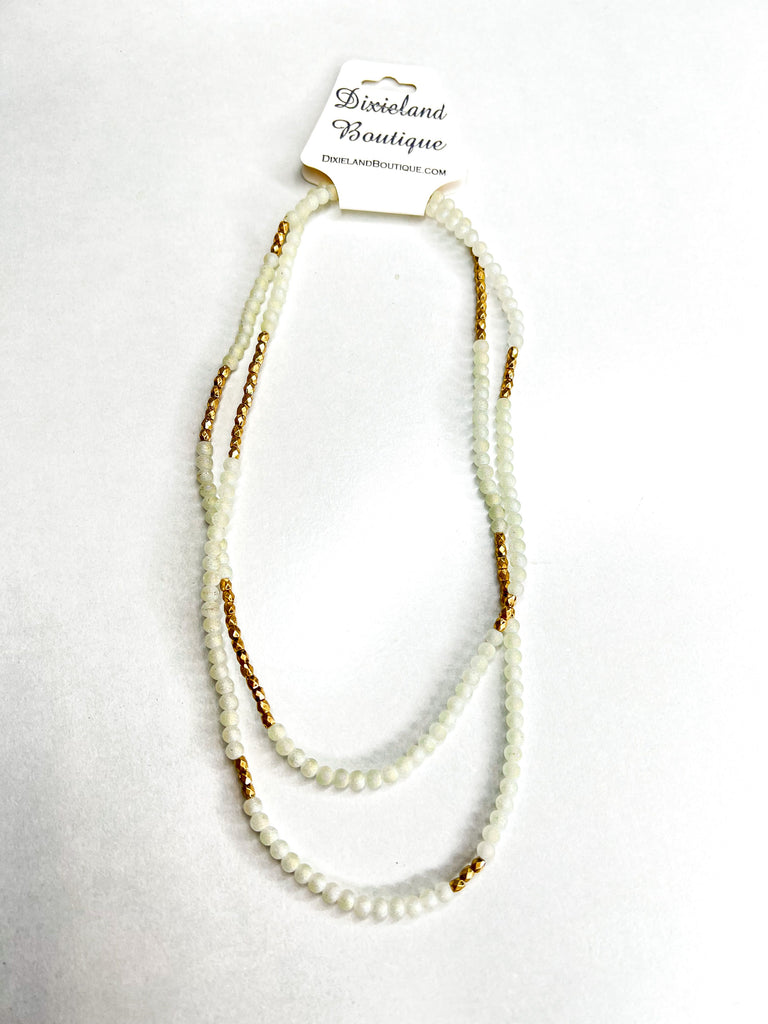 "Pearl & Gold" Beaded Stretchy Necklace