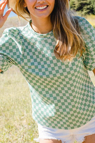 Green Checked Top