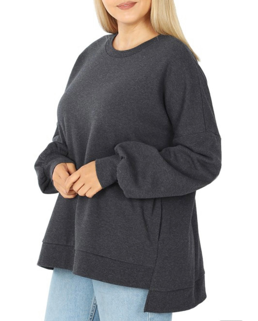 {Plus} Charcoal Sweatshirt with Pockets