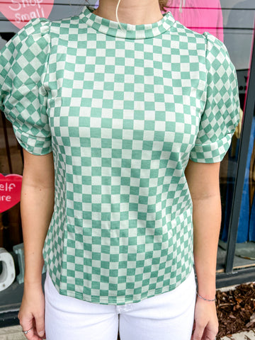 Green Checked Top
