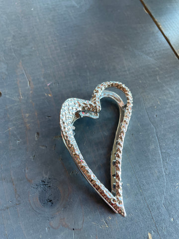 Heart Shaped Claw Clip - Silver